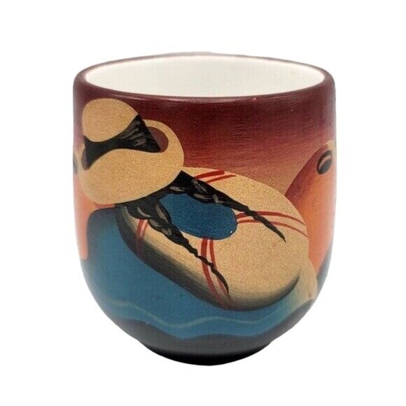 Panino Handpainted Mug Southwest Incan Style 4" Women Hats Signed by Artist - Picture 4 of 12